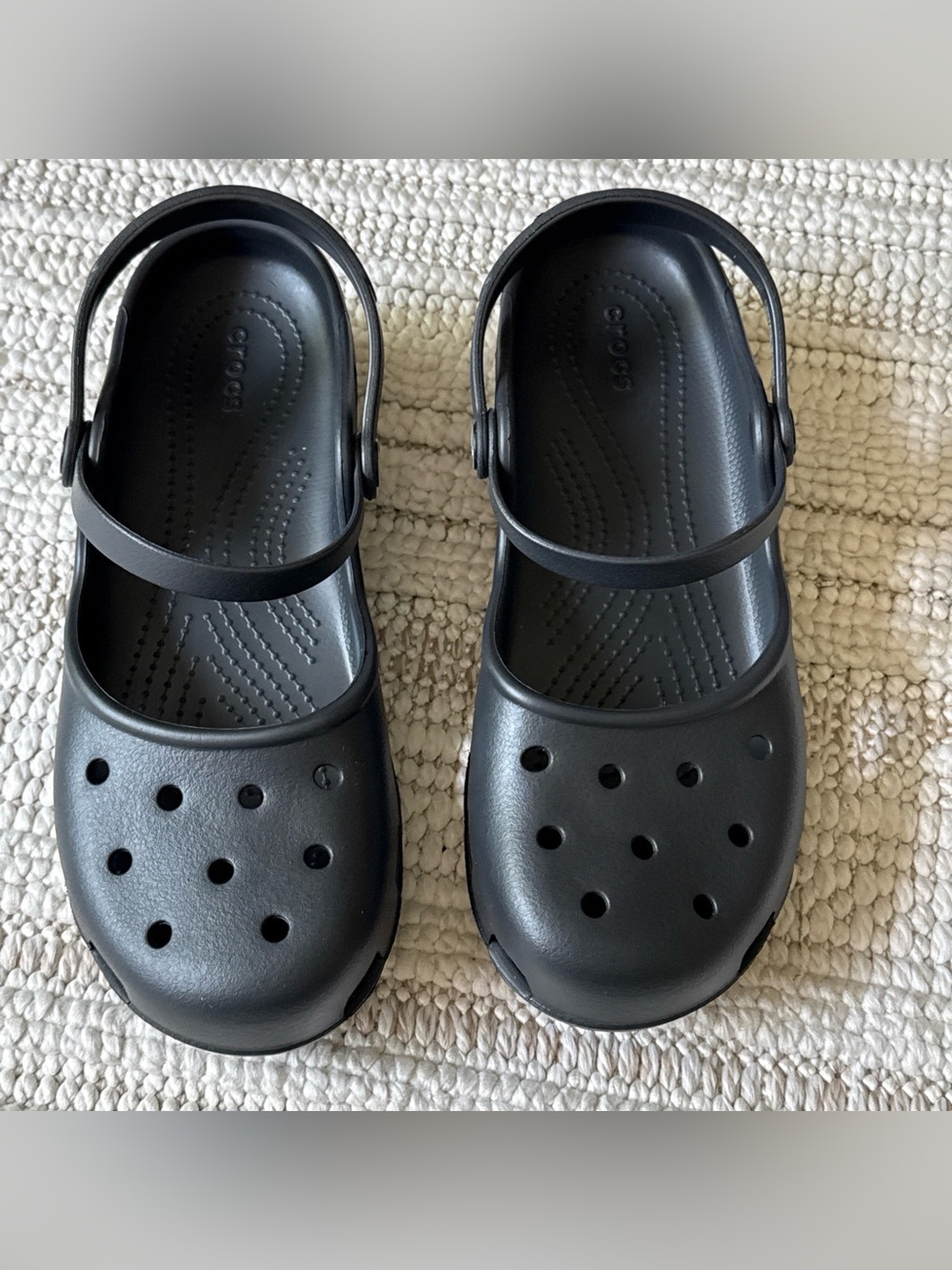 Crocs Black Double Strap Clog Comfort Slip-on Shoes Size 10 Women's - Picture 8 of 14